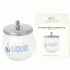 Frosted Glass Liquid Cup With Metal Lid